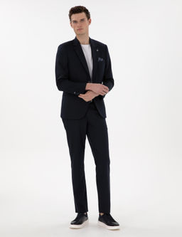Lacivert Slim Fit Tak_m Elbise