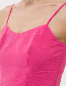 Pembe Crop Top Kolsuz Bluz