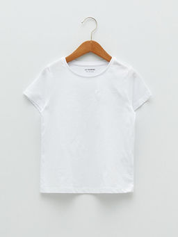 Bisiklet Yaka Basic K?sa Kollu Pamuklu K?z ?ocuk Ti??rt