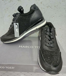 Marco Tozzi Полуботинки со стразами и молнией р.37 черн.