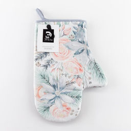 Варежка-прихватка Christmas flowers 20×27 см, саржа, 100% хлопок, ватин 250 г/м²