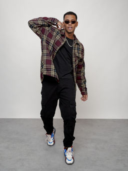 Ветровка рубашка мужская букле бордового цвета 58378Bo - Mtforce фото 10