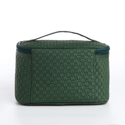 Косметичка-сундук L-б/н , 21*13*13, отд на молнии, рогожка, зеленый - Simaland фото 2