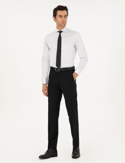 Светло-серая классическая рубашка приталенного кроя с итальянским воротником - Cacharel фото 4