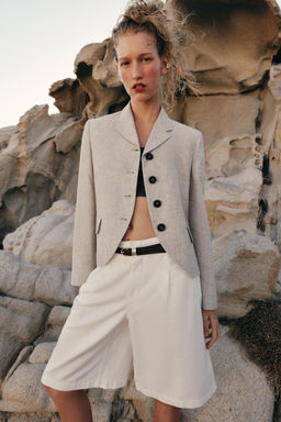 BLAZER RECTA PINZAS CON LINO / Arena / Vigor? - Zara фото 3