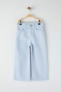 Mavi Duz Genis Paca/Wide Leg K?z Cocuk Dokuma Pantolon TKDAW26PL00003