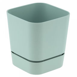Горшок для цветов пластмассовый "Квадрат-Гранд," 1,5л, 12,5х12,5х12,5см, с поддоном, мятный (Россия)
