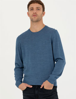 Mavi Slim Fit Bisiklet Yaka Y_n Kar___ml_ Basic Triko Kazak