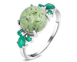 Кольцо, зеленый опал , зеленый агат, Дума