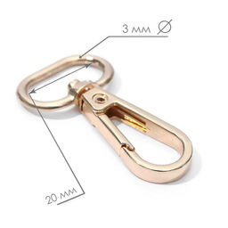 Карабин металлический, 46 25 мм / 20 3 мм, 5 шт, цвет золотой - Арт узор фото 2