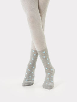 Цена за 3 пары! Колготки для девочек серые с рисунком в виде аниме и сердечек - Mark formelle фото 2