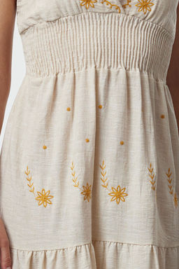 Tas Belden Ac?lan Cicek Nak?sl? Gipeli Midi Dokuma Elbise TWOSS24EL01116 - Trendyolmilla фото 3