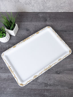 Поднос прямоугольный 37х24 / NB701 /уп 100/ белый с золотом - Галеонтрейд фото 2