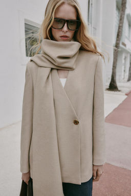 BLAZER WITH DRAPED NECK - Zara фото 13
