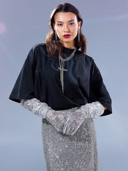 Футболка женская черная с печатью - Mark formelle фото 3