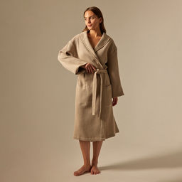 Халат вафельный женский SL HOME: Basic «Саббиа», размер XL, хлопок 100%, коричневый
