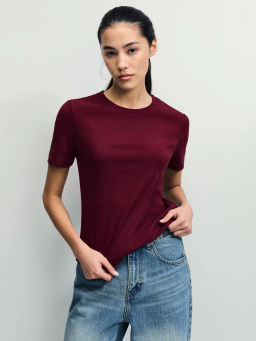 Базовая футболка в рубчик / Zarina  фото 3