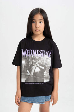 Футболка с короткими рукавами для девочек Wednesday Relax Fit - Defacto фото 4