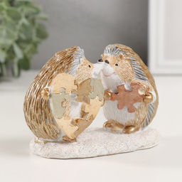 Фигурка полистоун Влюбленные ёжики нашли друг друга: пазлики, 10.5?5.5?7.5 см