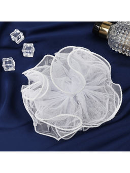 Цена за 6 шт. Бант для волос на резинке «Школьница», d=13 см, белый