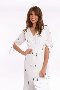 Платье KaVari 1036 молочный принт лаванда  фото 2