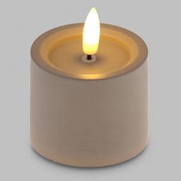 Свеча интерьерная, светодиодная на батарейках д6см h5(7,5)см, свет теплый, с мерцанием, матовый пластик, цвет бежевый, питание от 2-х батареек ААА (в комплект не входят) (Китай)
