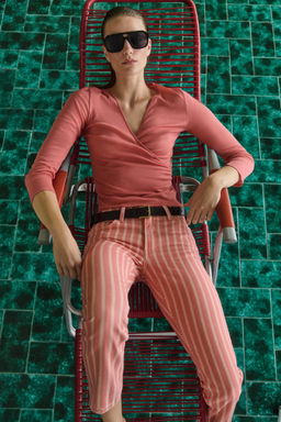 JEANS ZW COLLECTION SLIM TIRO MEDIO RAYAS / Coral