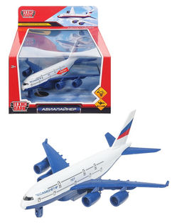 Технопарк. Авиалайнер 22 см, металл, свет-звук, подв. дет., инерц., кор. арт.1706C158-R
