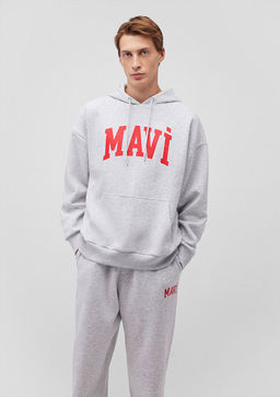 Mavi Logo Bask?l? Kapusonlu Gri Sweatshirt  фото 2