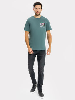 Футболка мужская зеленая из коллекции Art U Wear (Mark Formelle & National Art Museum) серо -зеленый +печать 111742-1  фото 2