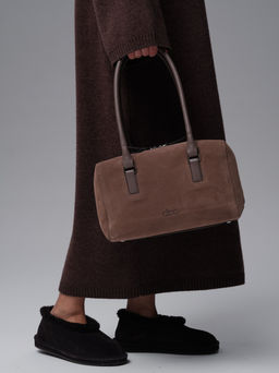 Замшевая сумка Cube DBR 31333 серо-коричневый  фото 6