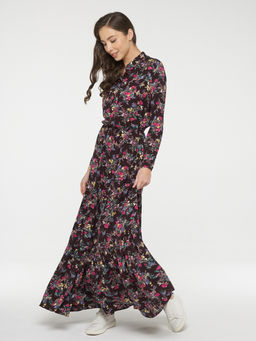 Платье женское 211-3634. Ш74 т.сливовый цветы