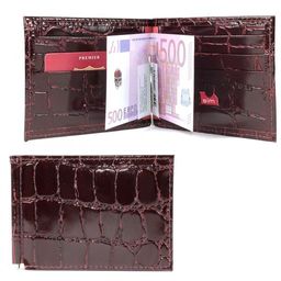 Зажим для купюр Premier-М-53 натуральная кожа (8 карм), бордо крокодил крупный (14) 207339