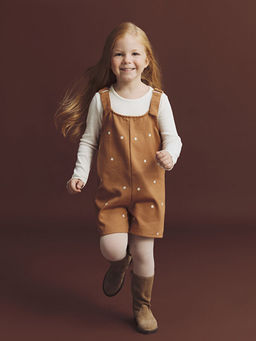 ?i?ekli K?z ?ocuk Salopet ve K?lotlu ?orap
