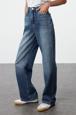 TRENDYOLMILLA Mavi Yuksek Bel Wide Leg Jeans TWOSS22JE0242  фото 4