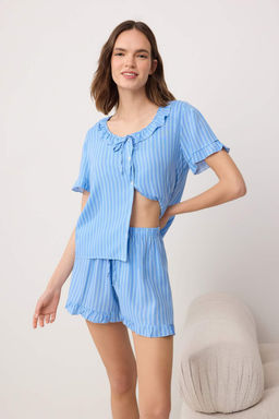Mavi Bask?l? Shally Dokuma Pijama Tak?m? THMSS26PT00184