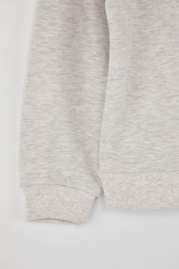 Kar Melanj Pamuklu Fiyonklu Bisiklet Yaka Oversize Orme K?z Cocuk Sweatshirt TKDAW26SW00022 - Trendyolmilla фото 3