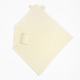 Набор для купания Крошка Я (полотенце-уголок 85*852см,полотенце 40*55см, рукавица) молочный  фото 2