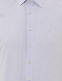 Голубая базовая рубашка зауженного кроя с длинным рукавом - Cacharel фото 6