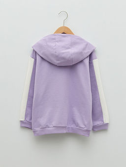 Kap??onlu Bask?l? Uzun Kollu K?z ?ocuk Fermuarl? Sweatshirt - Waikiki фото 2