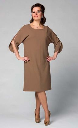 Стильное платье из крепскубы свободного силуэта с рукавом летучая мышь