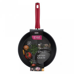 Сковорода с антипригарным покрытием д26см Грейси, h7,5см, s2,8мм, дно д16,8см, s4,9мм, глубокая, кованный алюминий, бакелитовая ручка c покрытием soft touch, TalleR (Китай) Подходит для всех видов плит, включая индукционную. - Домашняя мода фото 8