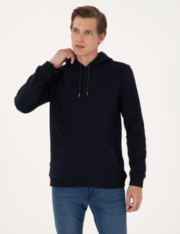 Lacivert 2 _plik Regular Fit __i Polarl_ Kap__onlu Basic Sweatshirt