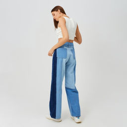 Джинсы женские палаццо MINAKU: Jeans Collection, размер 48, синие