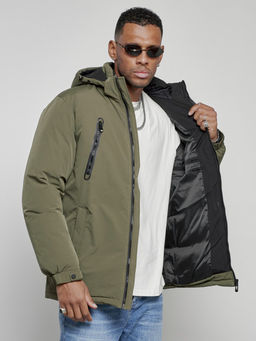 Куртка спортивная мужская зимняя с капюшоном цвета хаки 8360Kh - Wonderrman фото 15