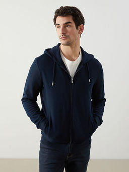 Kap??onlu Uzun Kollu Erkek Fermuarl? Sweatshirt