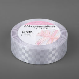 Цена за 2 шт. Лента декоративная Квадраты, 25 мм 9,1 0,5 м, цвет белый - Арт узор фото 2