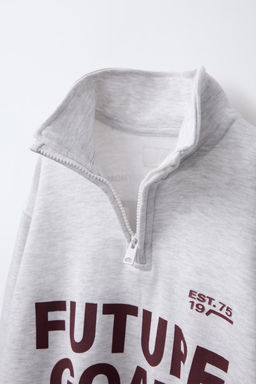 ZIP-UP SWEATSHIRT WITH TEXT PRINT - Zara фото 4