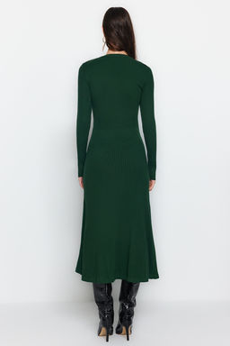 TRENDYOLMILLA Kahverengi Midi Triko Bisiklet Yaka Elbise TWOAW21EL0422 фото 5