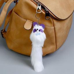 Цена за 12 шт. Брелок для ключей на кольце Пушистик. Цветные глазки, на сумку, рюкзак, МИКС